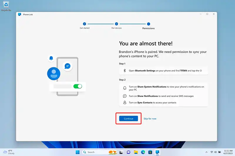 How to link an iPhone with Windows 11